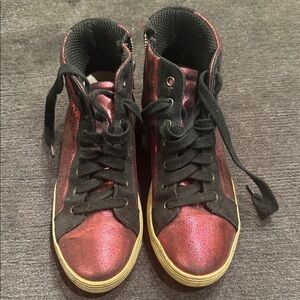 Metallic Pink High-Top Sneakers